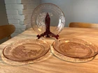 Set of 3 Federal Glass Sharon Cabbage Rose Pink Depression Era 9” Dinner Plate
