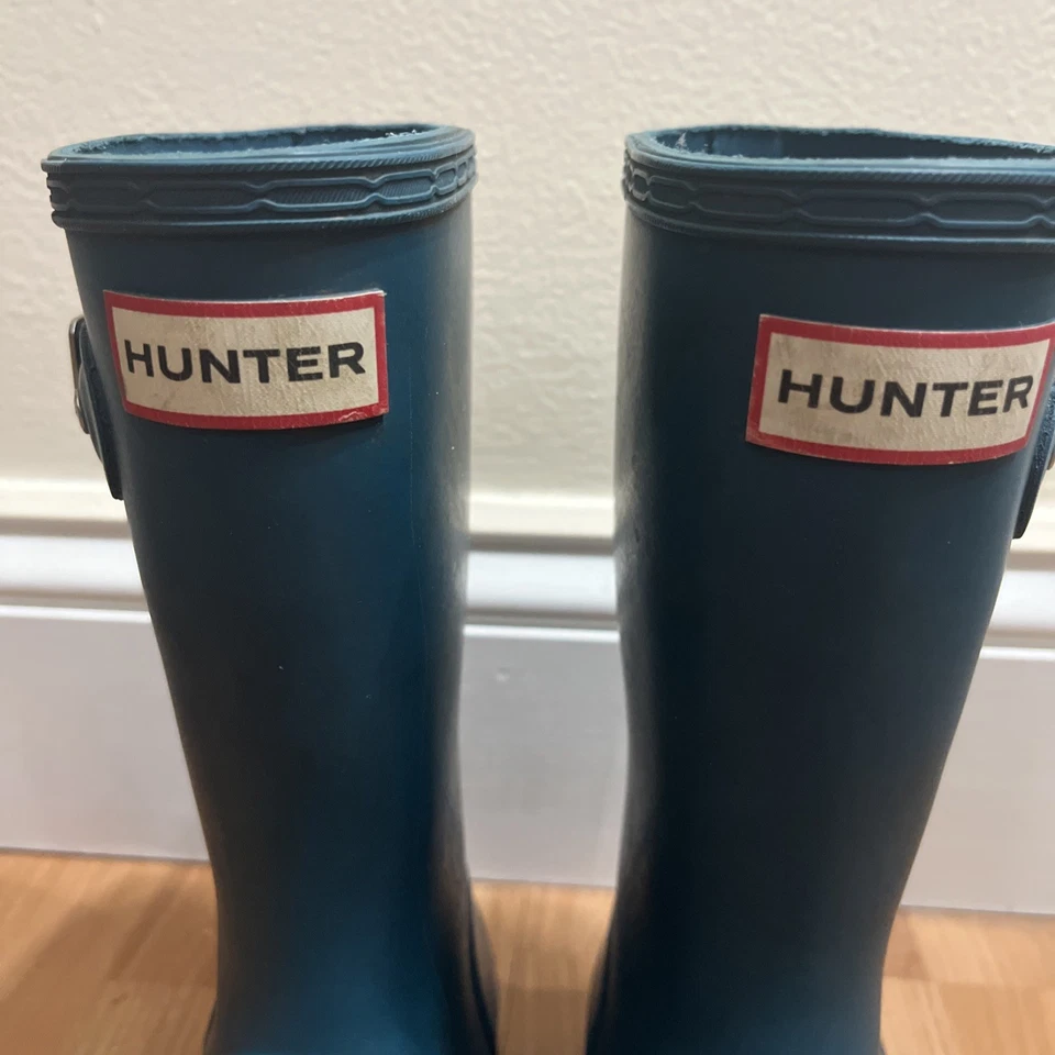 Botas originales Hunter azul/verde azulado para niños talla EU 29 talla US 12M Foto 2 de 4