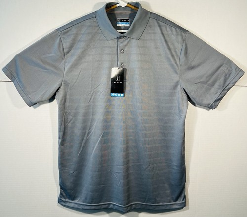 PGA Tour Golf Polo Shirt Airflux Performance Mens Polyester Size Large Gray