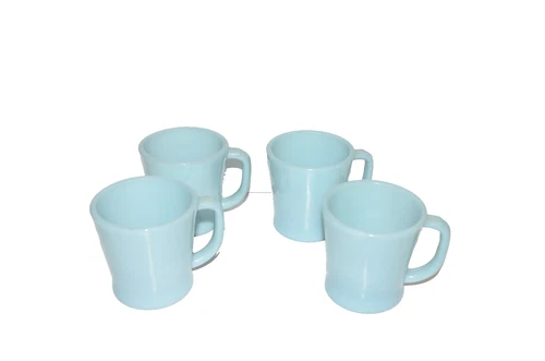 Vtg Fire King Delphite Blue D Handle Coffee Cup Mug Lot of 4 HTF