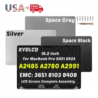 XYDLCD for MacBook Pro 16" A2485 M1 Pro/Max 2021 EMC 3651 True Tone LCD Screen Assembly