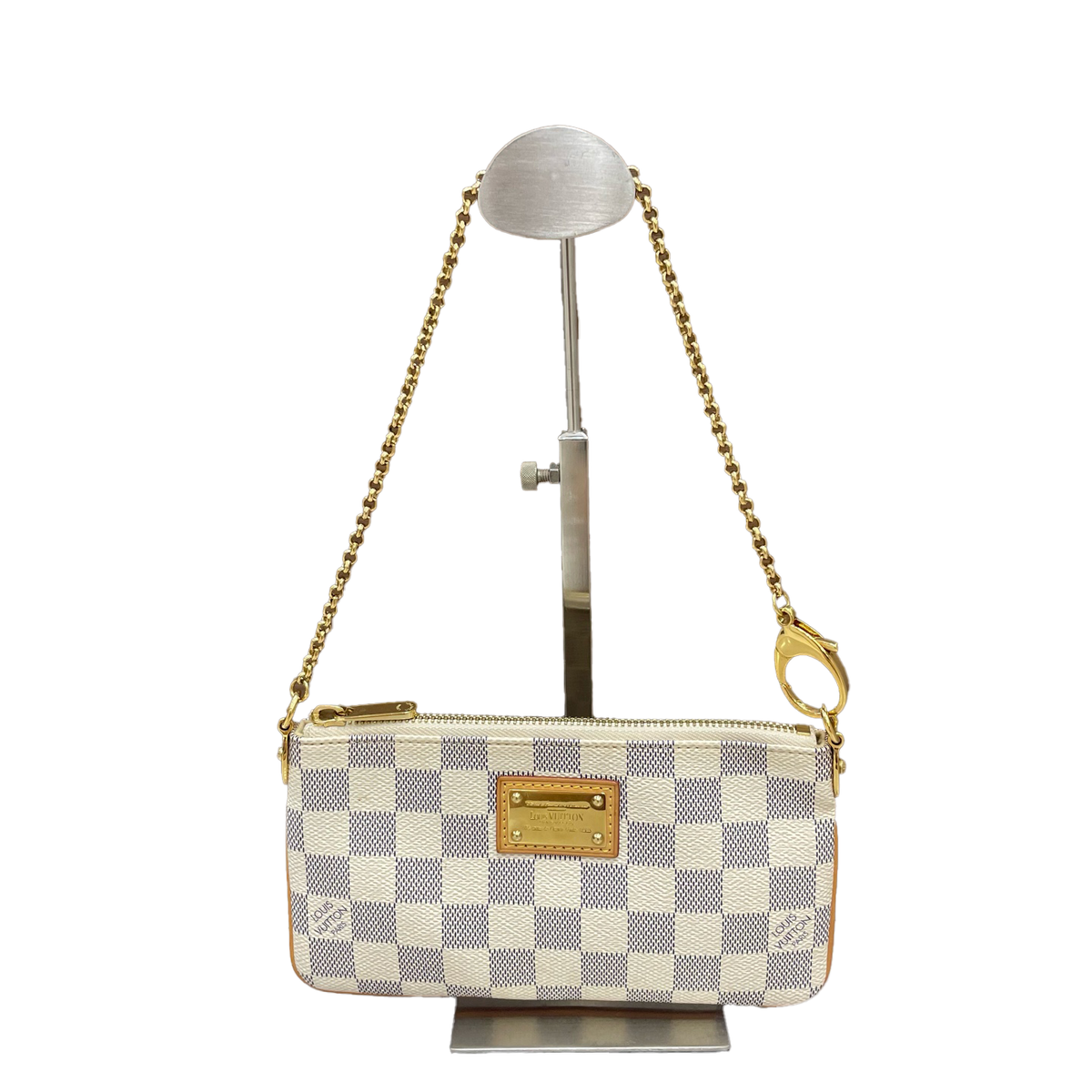 Authentic Louis Vuitton Damier Ebene Pouch in White and Gold AG