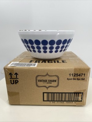 Vintage Charm Inspired By Pyrex Spot On Mixing Bowl Set New In Box