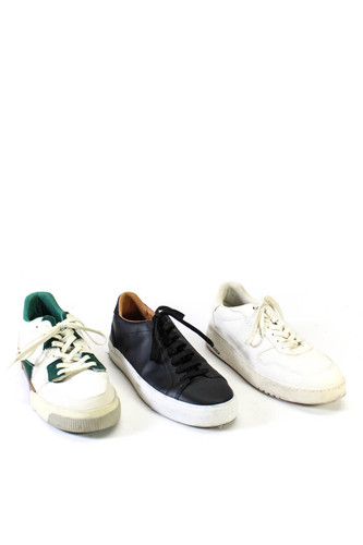 Zara Mens Leather Low Top Lace Up Sneakers Green White Black Size 11US 42E Lot 3