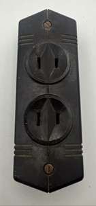 Vintage Leviton Brown Bakelite 2-prong Double Surface Outlet 15A 125V Art Deco