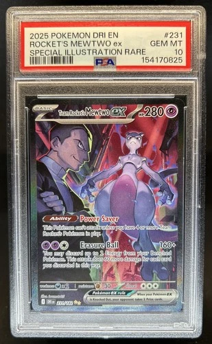 2025 Pokemon Destined Rivals Team Rocket's Mewtwo ex #231/182 PSA 10 GEM MINT