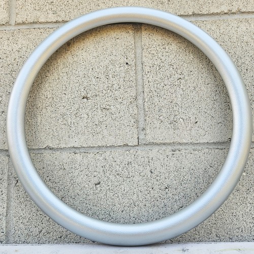 14" Billet Flame Steering Wheel with Silver Vinyl Wrap and GMC Horn Button - Bild 3 von 5