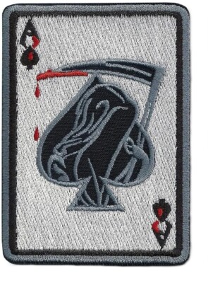 Death Card Patch (3,5'') Bügelbild Abzeichen Ace of Spades Sensenmann Biker Po...