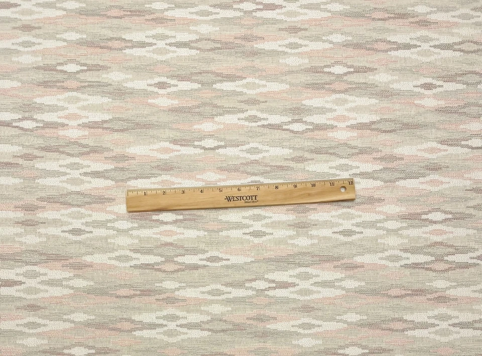DESIGNER TAHITIAN IKAT PINK TAUPE GEO JACQUARD MULTIPURPOSE FABRIC BY YARD 57"W - Image 4 of 4