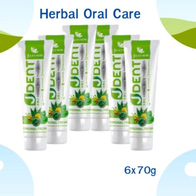 Toothpaste Herbal Clear Bad Breath Oral Care white Jdent Original Fresh  6x70g.