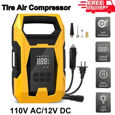 AC/DC Tire Inflator Portable Air Compressor Pump Car Tires 150PSI Auto Shutoff