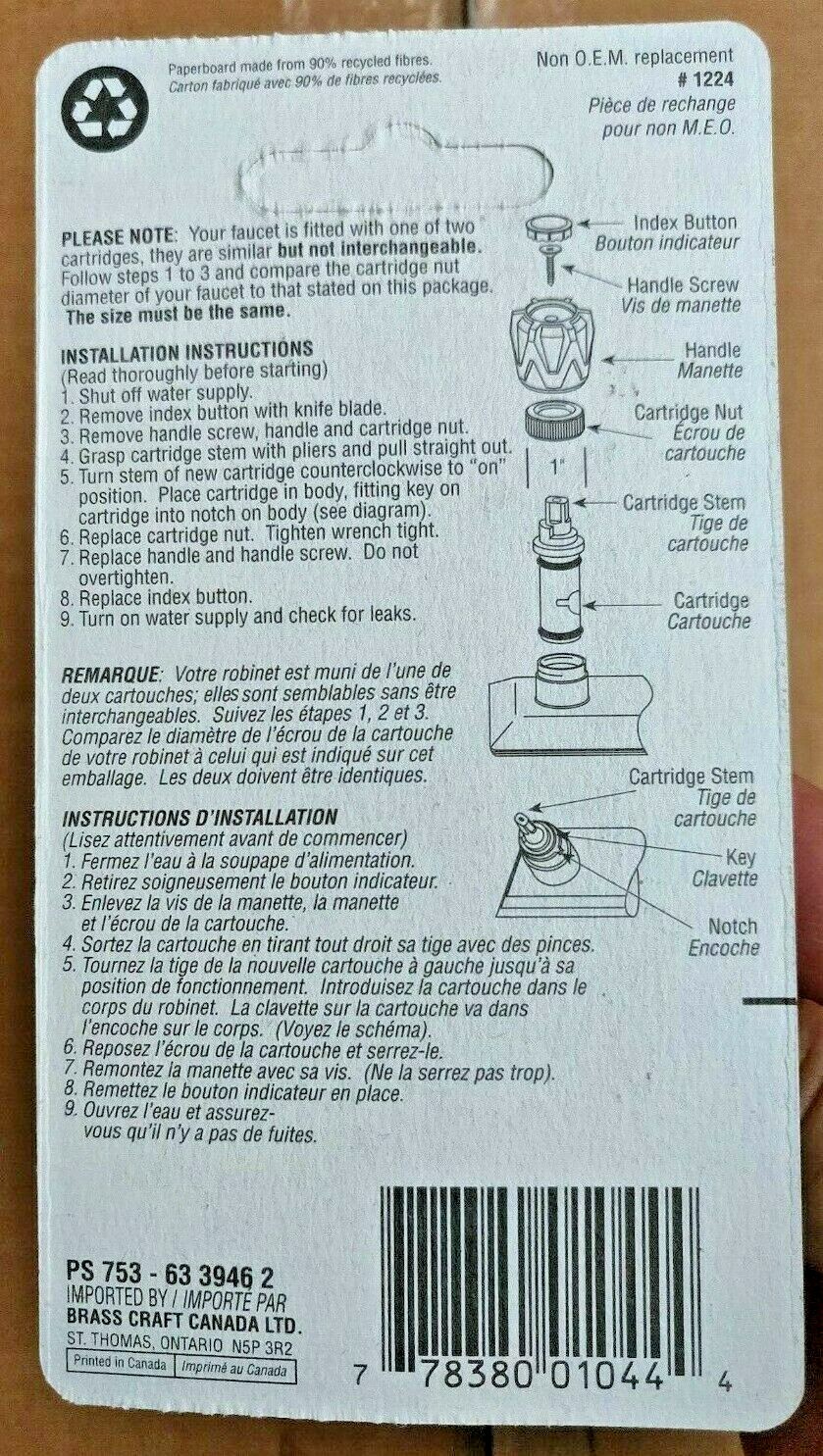 Moen 1224 Replacement Faucet Cartridge Kit Fits Most Dbl Handle Moen Faucets 5x eBay