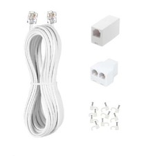 Long Telephone Extension Cord 6 FT White Cable Line Wire with Standard RJ11 P...