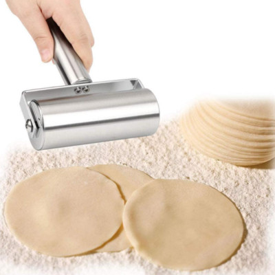 Stainless Steel Roller Rolling Pin w/ Handle for Pastry Pizza   FAST SHIP