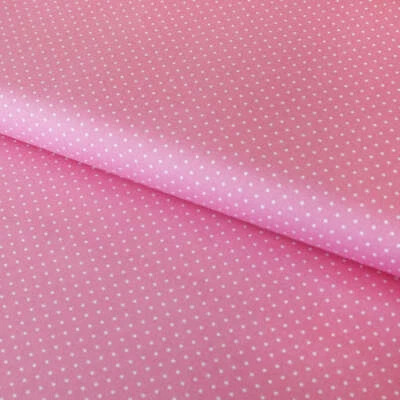 STOFFE KUDELLINO Baumwollstoff mit Tupfen / Popeline " 0,2 cm weiße Tupfen auf rosa"