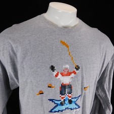 Granite Street Press Hat Trick Hockey Men Gray Long Sleeve T Shirt 8 Bit Sz XL