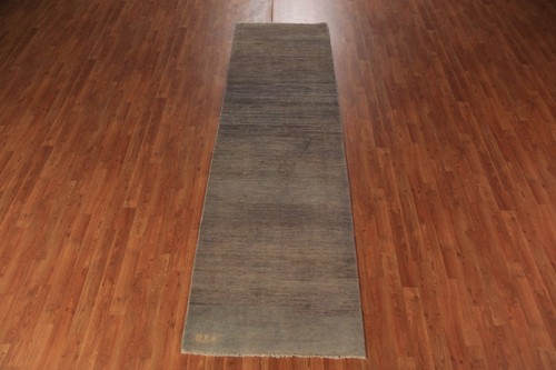 Elegant Handcrafted Gabbeh Solid Brown Wool Runner Rug - Limited Edition" 3x10 - Picture 12 of 16