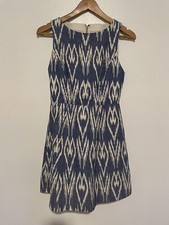 Alice + Olivia Scoop Epstein Dress Sleeveless Blue Ikat Print Size 2