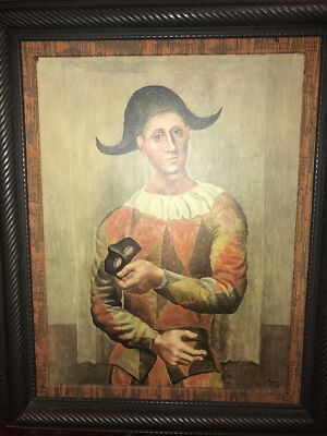 Pablo Picasso The Harlequin w/Black Mask 1918 Custom Frame & Matt Reconstruction