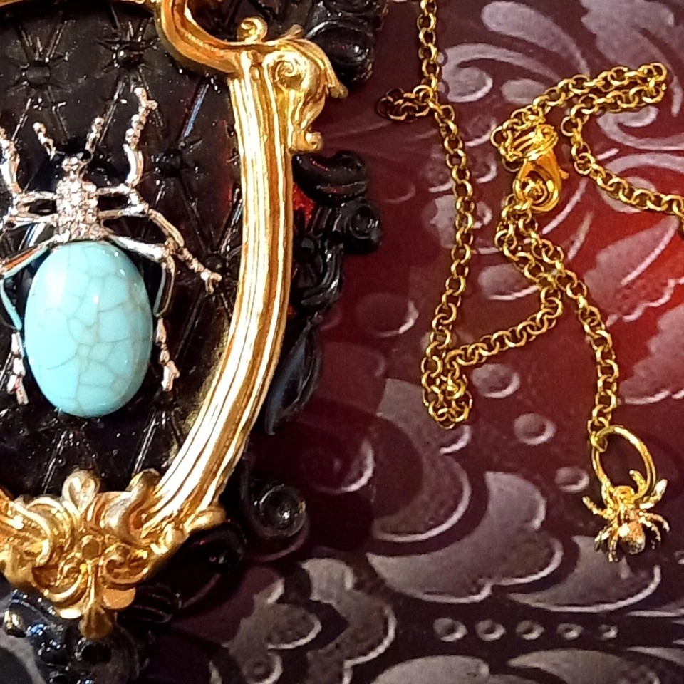 collar mujer colgante art deco nuevo talismán suerte joyería de lujo araña azul Foto 2 de 4