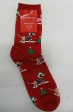 WONDERSHOP HOLIDAY X-MAS CHRISTMAS SOCKS SNOW DOG RED NEW NWT ONE SIZE FITS MOST