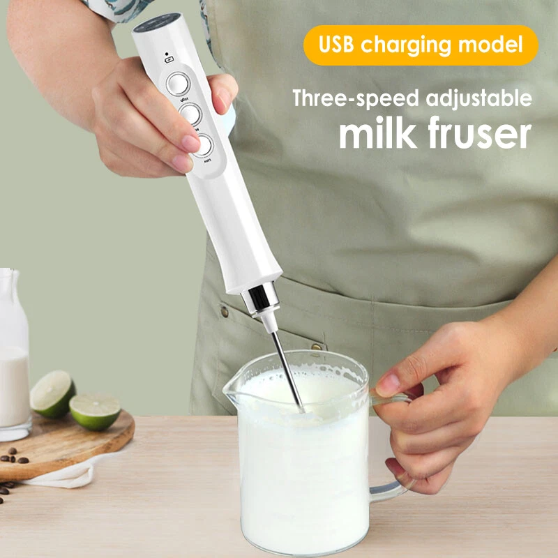 Milk Frother Handheld Double Whisk Foam Coffee Maker USB Rechargeable Electric