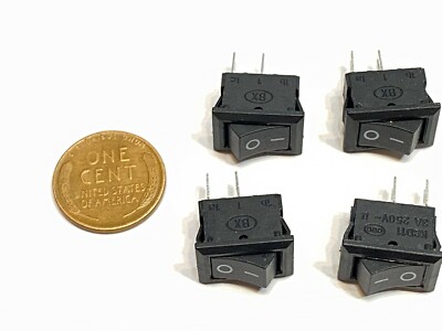4 x Rocker Switch Switches 2 Pin Black On/Off Small Mini 3A 12V-250V DC ...