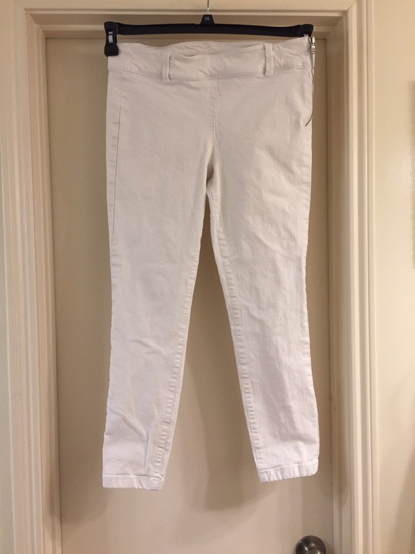 ANN TAYLOR White Skinny Leg Capri Crop Pants Side Zip Size 10 