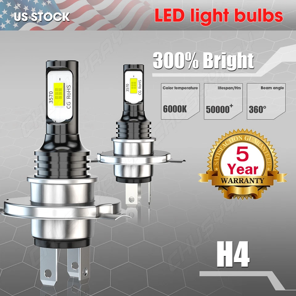 Ultra Bright White H4 LED headlight bulb for Honda VFR750F Interceptor 1990-1997 - Image 3 of 4