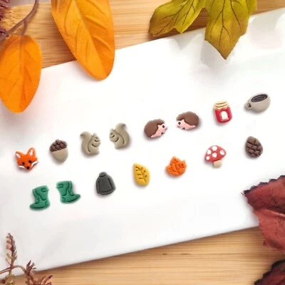 SUNSHINE CUTTERS 🍁 AUTUMN STUD CUTTERS 🍁POLYMER CLAY PMC SILVER CLAY FOX HEDGEHOG ACORN SQUIRRL