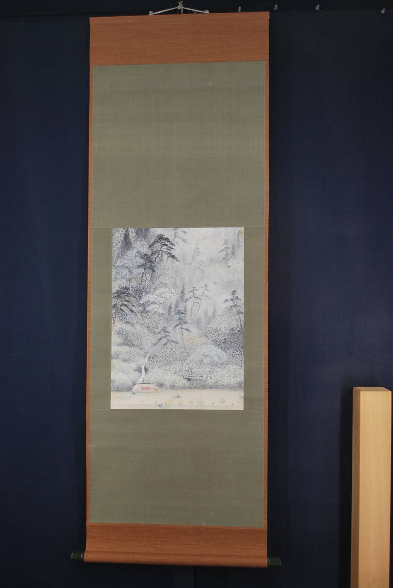 JAPANESE PAINTING HANGING SCROLL JAPAN River LANDSCAPE Valley OLD