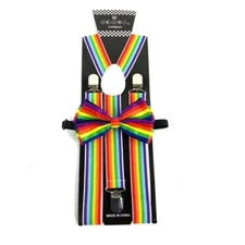 Pride Month Rainbow Stripe Bow Tie & Suspender Combo set