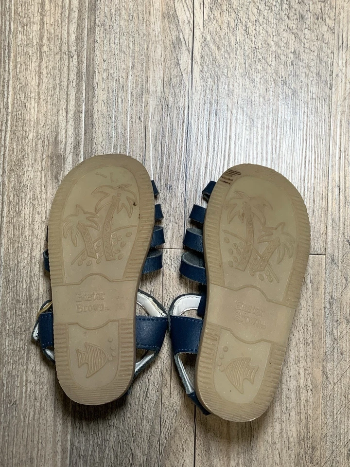 Винтажные коричневые темно-синие кожаные рыбацкие сандалии Buster | ретро обувь унисекс - Изображение 2 из 2