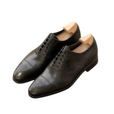 Handmade Black Genuine Leather Cap Toe Oxford Lace Up Dress Office Shoes For Men