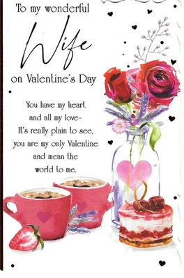 OUT OF THE BLUE WIFE VALENTINE'S DAY GREETING CARD 9"X6" TRADITIONAL