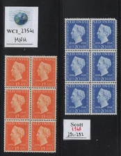 WC1_23541.NETHER. INDIES. Panes(6) of 1948 QUEEN WILHELMINA set.Sc.291-292.MNH