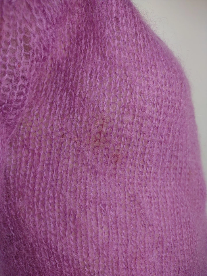 Theory Magenta Púrpura Mohair Mezcla de Lana Abrigo Cárdigan Suéter Damas Grande Foto 4 de 4