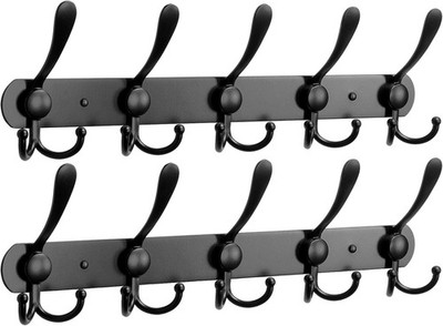 Paquete de 2 percheros de pared con 5 ganchos para toallero y bata
