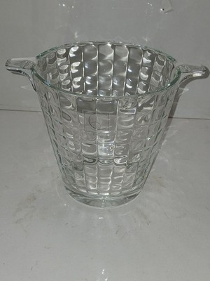 Circleware Crystal Ice Bucket with Handle Clear Glass Vintage