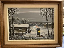 SANFORD FISHER 1927-1995 Saskatchewan, Canada LANDSCAPE RURAL SCENE OIL PAINTING