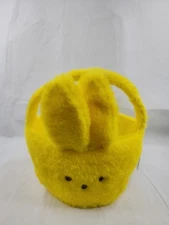 Yellow Peeps Plush Easter Basket with Handle 10 Inch, Empty Easter Egg Baskets