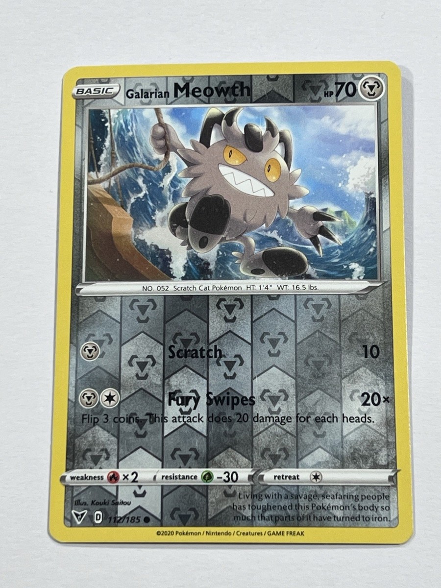 galarian meowth pokemon card value Pokémon Galarian Meowth TCG Vivid Voltage Card 112/185 Regular Common