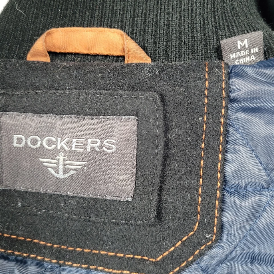 Dockers Black Wool Blend Insulated Hooded Knit Collar Toggle Zip Coat Medium M - Image 3 of 4