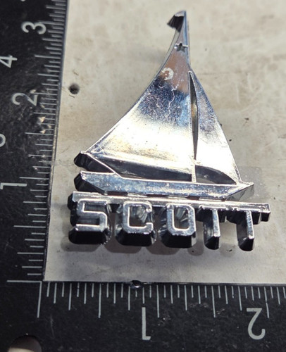 VINTAGE SCOTT SAILBOAT EMBLEM 1.9" X 2.9" {7034}