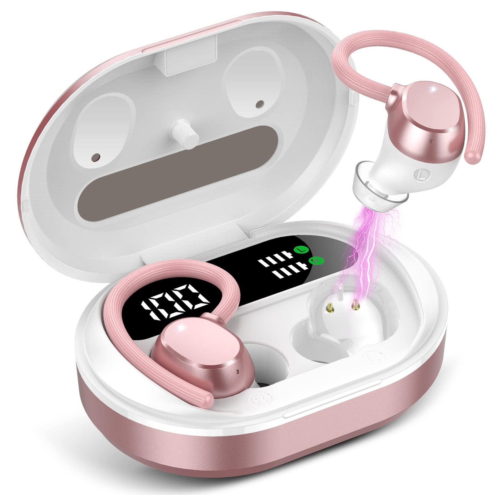 Wireless Earbuds Bluetooth 5.3 HiFi Stereo Running Headphones with Long Battery Life