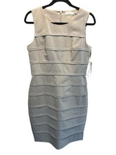 NWT Calvin Klein Size 10 Medium Gray Sleeveless Bodycon Tier Sheath Dress Career