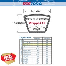 BESTORQ B46 5L490 V-Belt 49" OC x .66" W x .43" H Rubber X3 Black 10 Pack