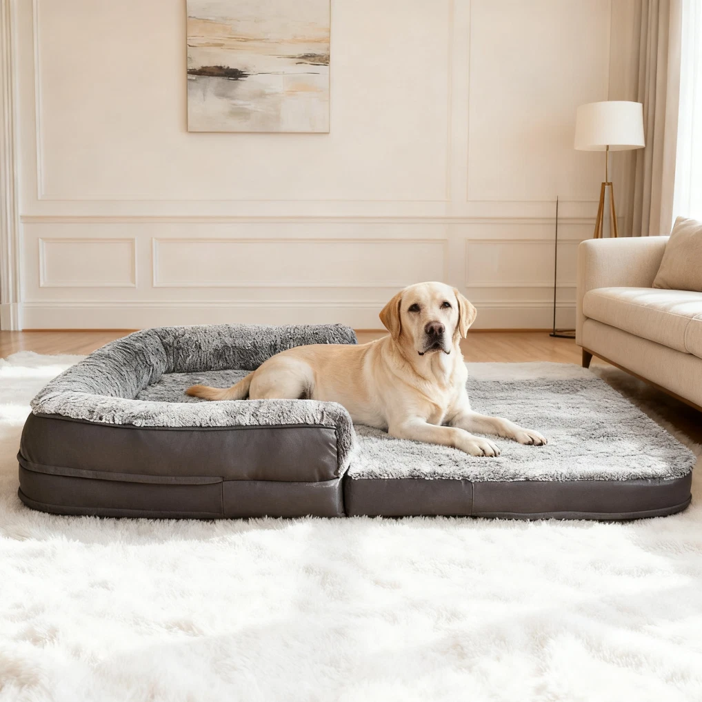 XXL Foldable Human Dog Bed Orthopedic Memory Foam Human Sized Pet Bed Washable