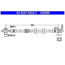 2x ATE Bremsschlauch vorne 6Q0611701F 6Q0611701A 24738072