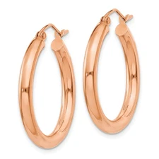 10K Rose Gold Polished 3mm Hoop Earrings 10T995